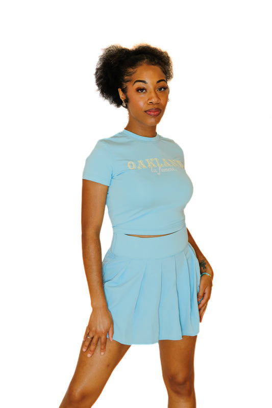OakLand "La Femme" Pleated Skort Set in Light Blue