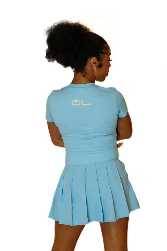 OakLand "La Femme" Pleated Skort Set in Light Blue