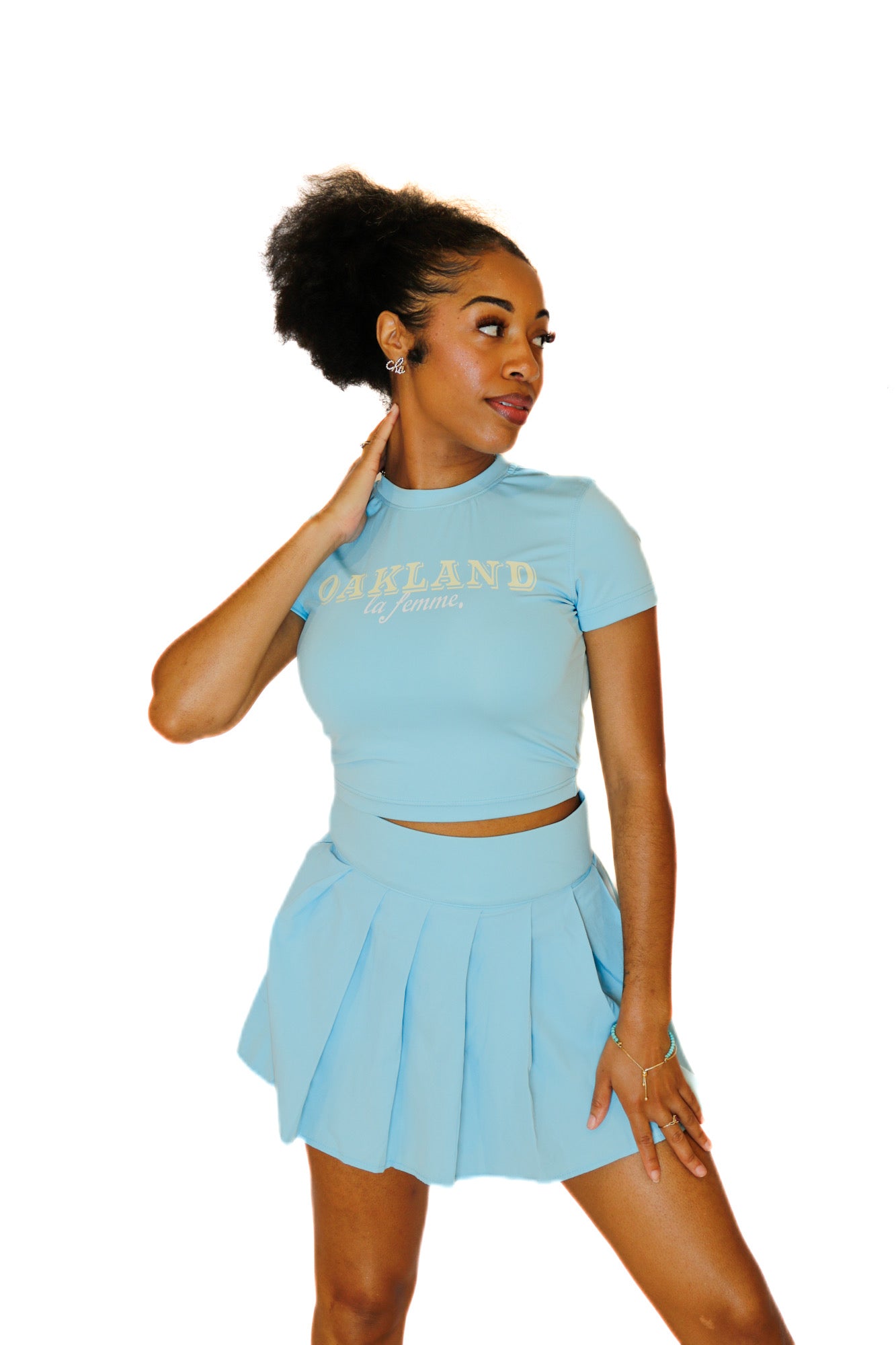 OakLand "La Femme" Pleated Skort Set in Light Blue