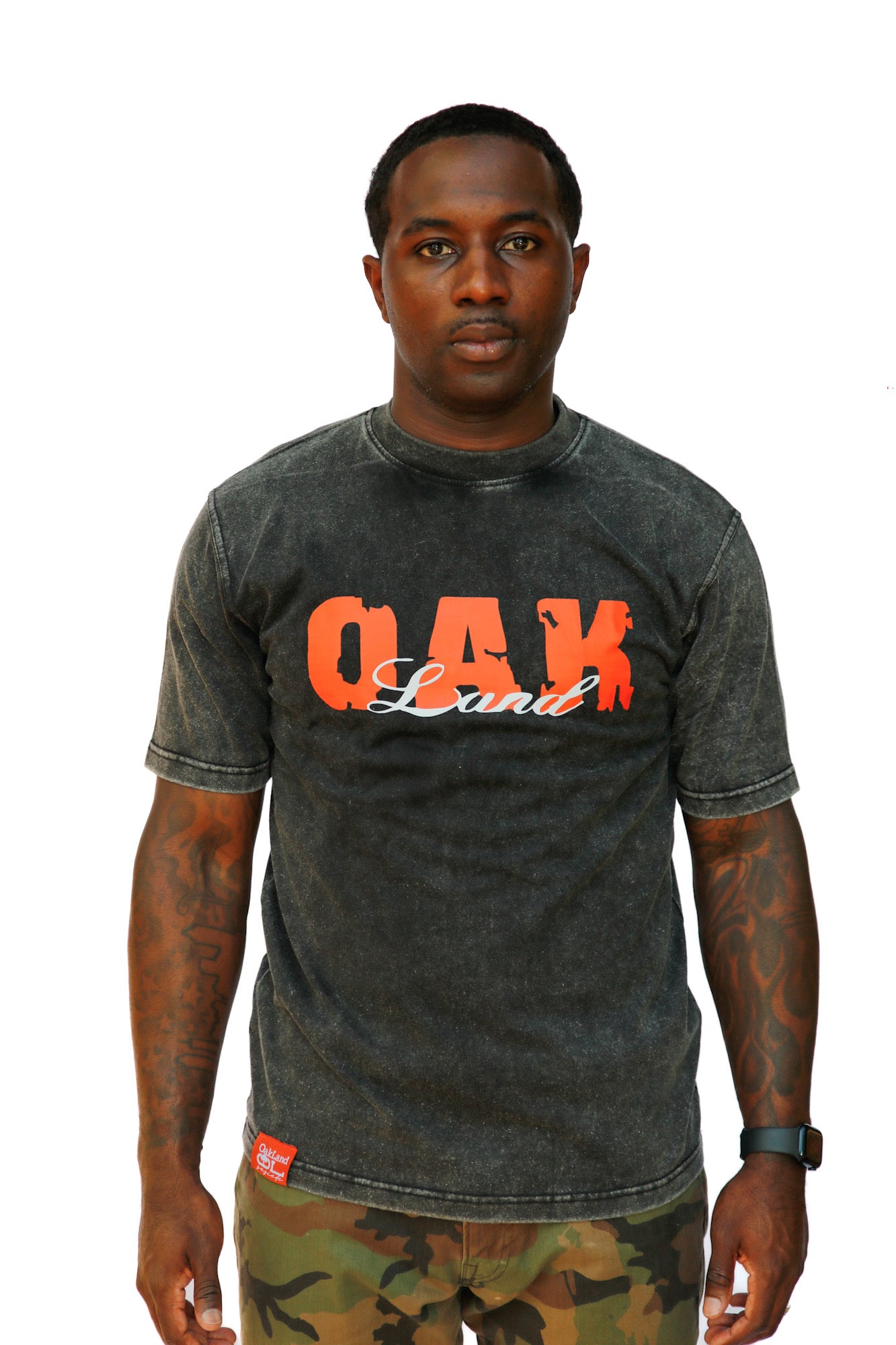 FireMan Acid Wash Print Tee in Black