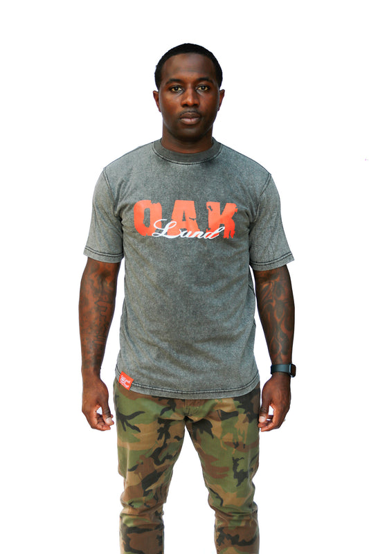 FireMan Acid Wash Print Tee in Gray