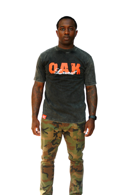 FireMan Acid Wash Print Tee in Black