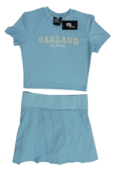 OakLand "La Femme" Pleated Skort Set in Light Blue