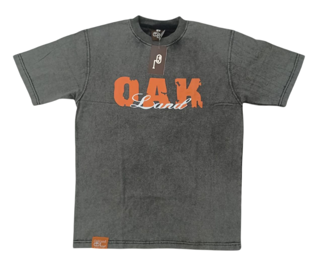 FireMan Acid Wash Print Tee in Gray