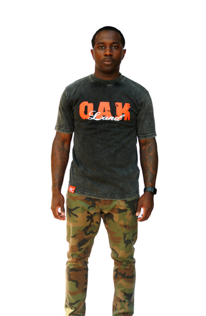 FireMan Acid Wash Print Tee in Black